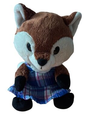 BAB Build-a-beat Small Frys Fox in blue plaid dress 7”